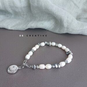 New mens original design freshwater pearl with hematite stainless steel bracelet